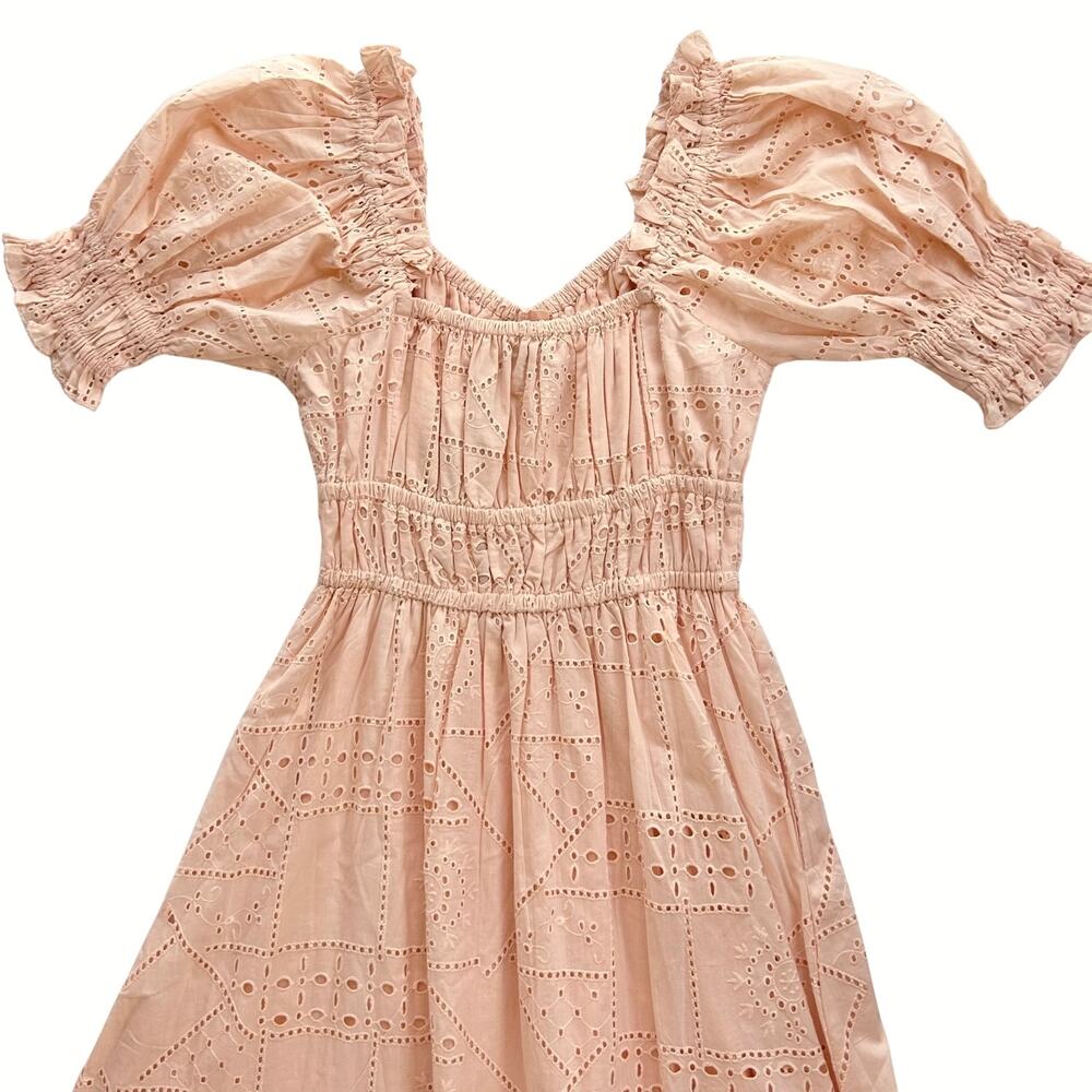 Cleobella Florence Midi Dress in Shell Eyelet Puff Sleeve Organic Cotton S NWT - Picture 10 of 16